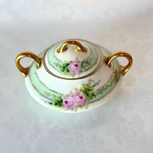 Antique J&C Bavaria Hand-Painted Creamer & Lidded Sugar Set Jaeger & Co Germany